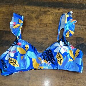 Floral Blue Bikini Top